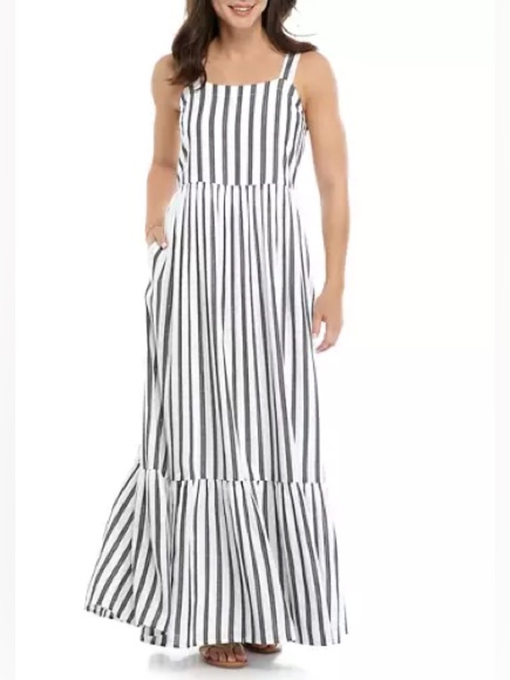 Crown & Ivy Women's Sleeveless Yarn Dyed Maxi Dress 99% Cotton - Picture 1 of 11